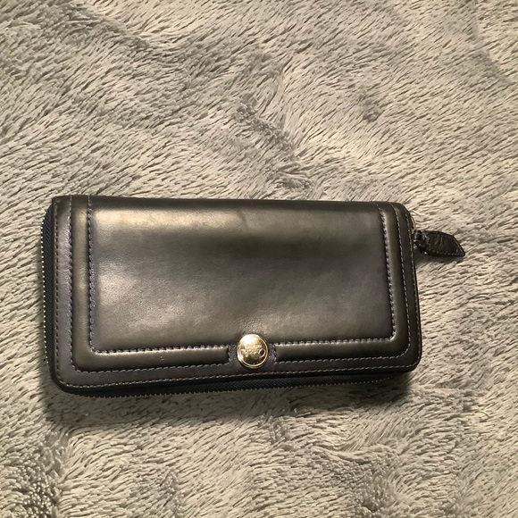 Vintage Coach metallic navy blue  leather wallet - Picture 2 of 11